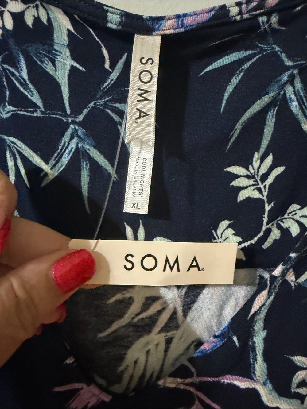 Soma Navy Blue Floral & Bird Printed Nightgown - Picture 4 of 5